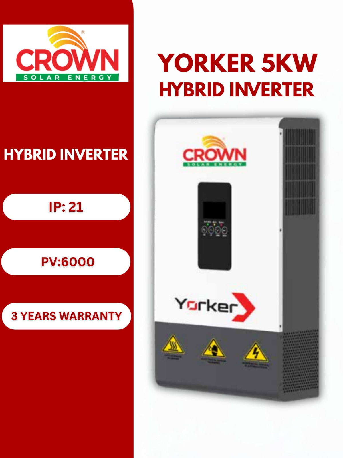 Crown Yorker 5 kW Off-Grid Solar Inverter – Single Phase | IP20