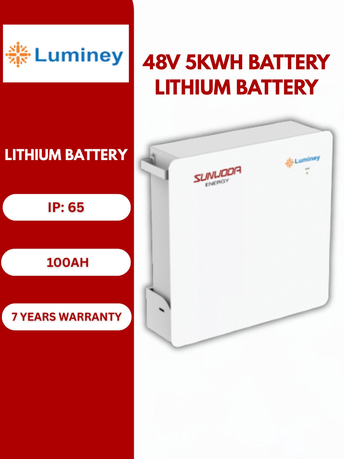 Luminey Sunwoda 48 volt 100ah Lithium battery