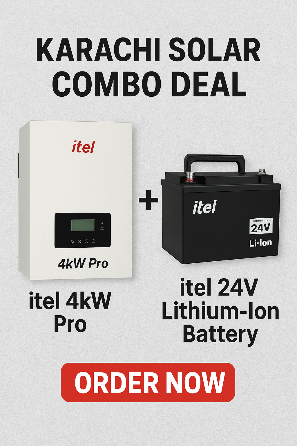Karachi Ki Best Solar Combo Deal 2025 — itel 4kW Pro + itel 24V Lithium-Ion Battery