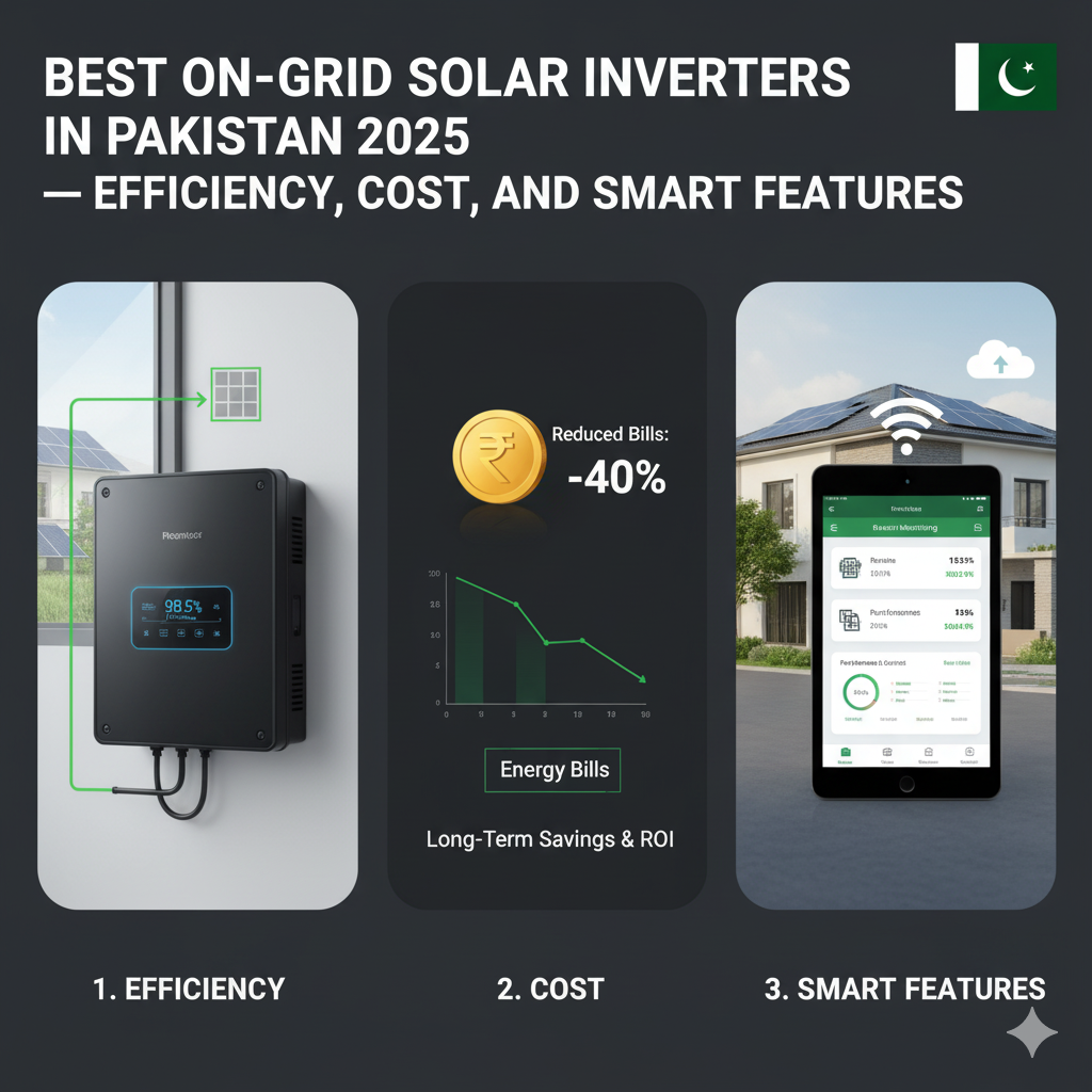 Best On-Grid Solar Inverters in Pakistan 2025 — Efficiency, Cost, and Smart Features