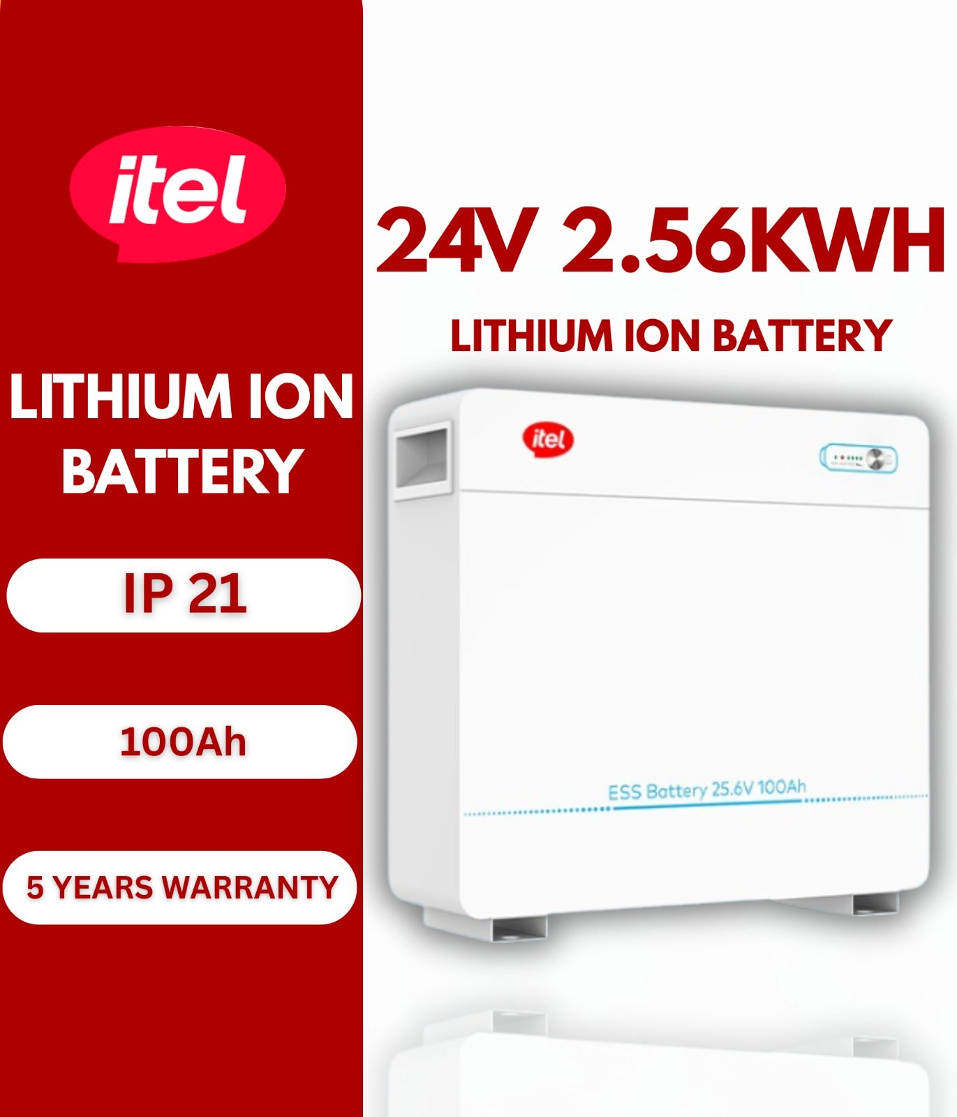 ITEL 24V 2.56KWh LITHIUM ION BATTERY