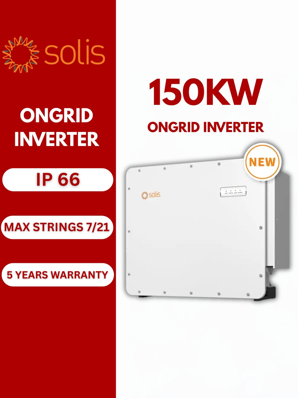 Solis S6-GC3P150K07-NV-ND, 150kW, Three Phase Inverter