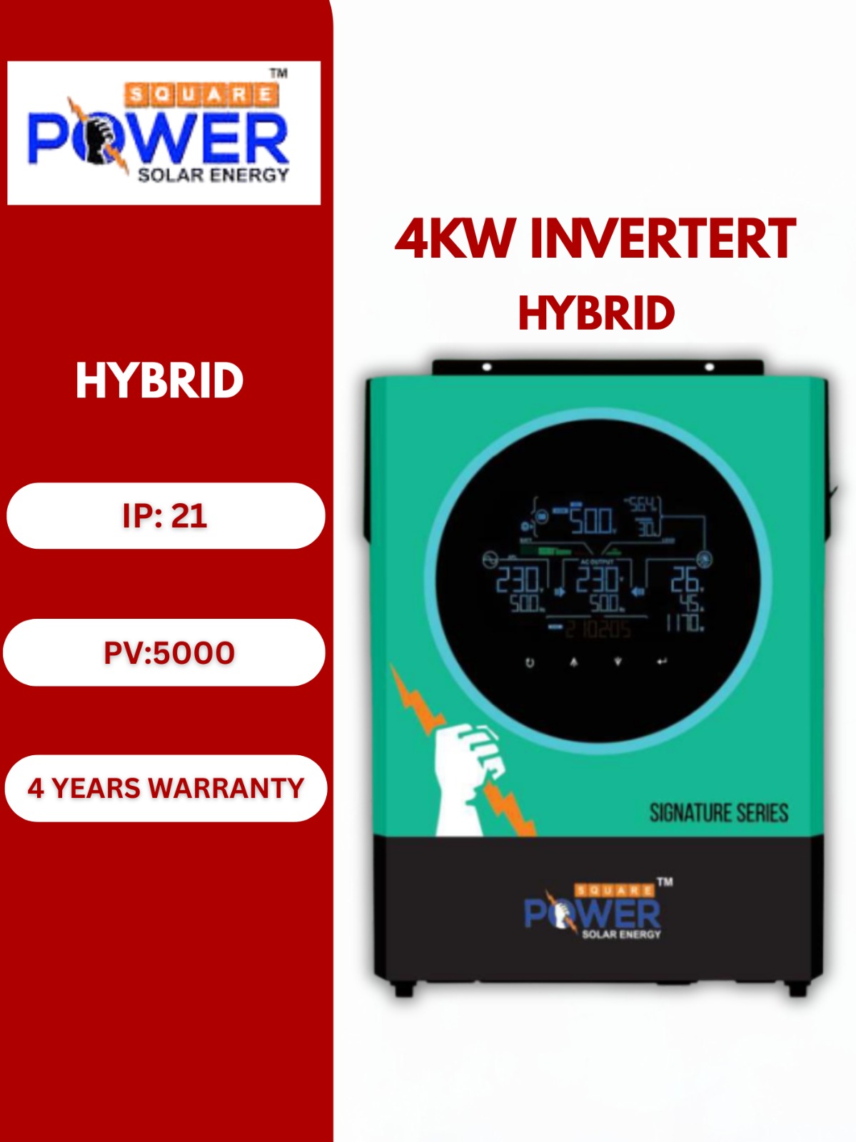 POWER SQUARE VM-IV 4KW TWIN HYBRID SOLAR INVERTER